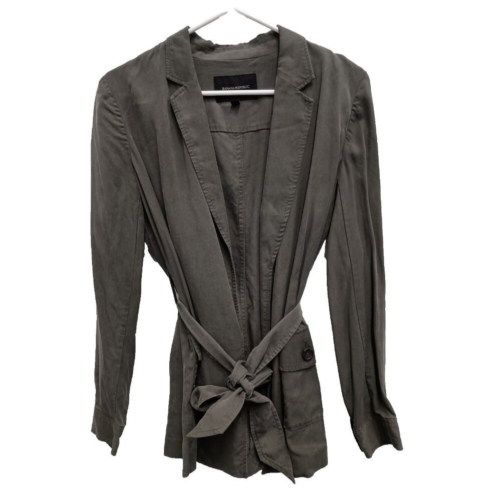 Banana Republic Blazer‎ Jacket Womens Small Olive Green Belted Carrier Office